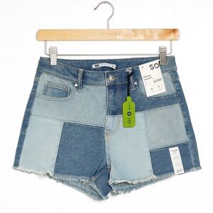 SO NEW W TAGS Junior’s patchwork high rise shortie shorts. Size 9- 29” waist